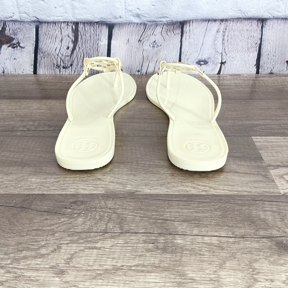 Tory Burch Mini Miller Jelly Flat Thong Ivory Size 8M - Picture 10 of 14